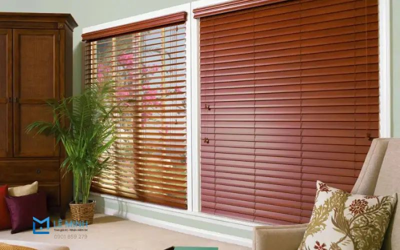 Phòng khách - Bảng giá rèm sáo gỗ chú trọng thẩm mỹ, cần độ bền cao