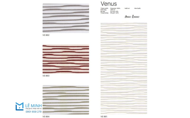 Bảng màu rèm sáo cuốn đẹp - Mã Venus