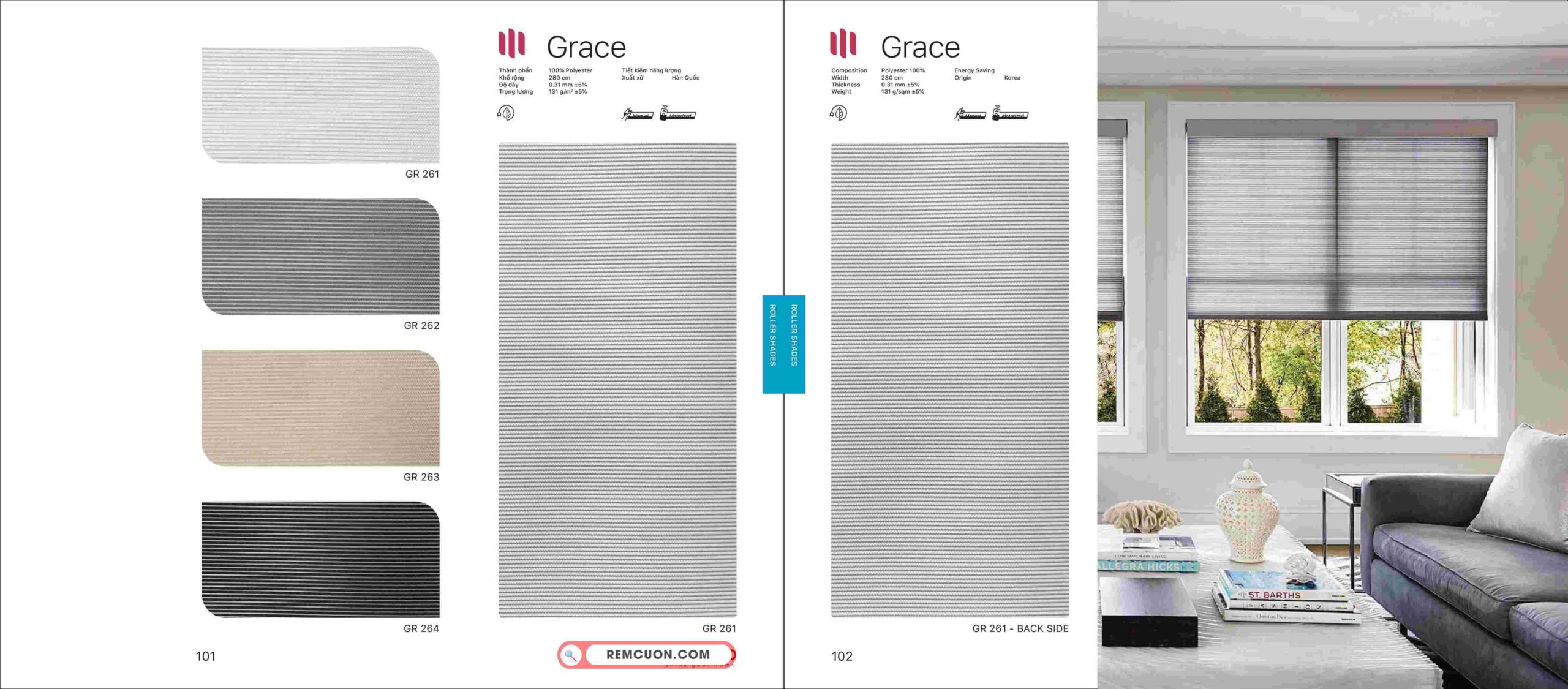 Thông tin về sản phẩm rèm cuốn Modero Hàn Quốc đẹp – Mã Grace