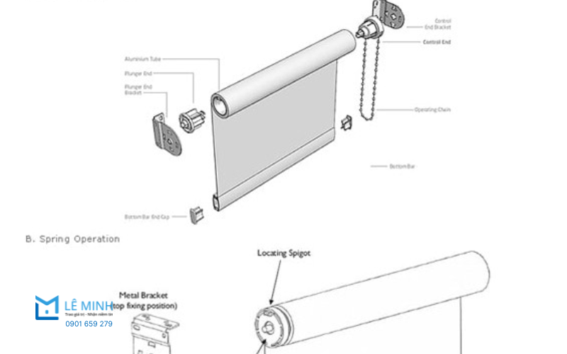 Cấu tạo chi tiết một bộ rèm cuốn cửa sổ TPHCM